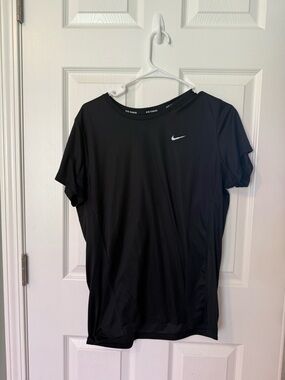 Nike Black Short-Sleeve Performance Tee with White Swoosh
